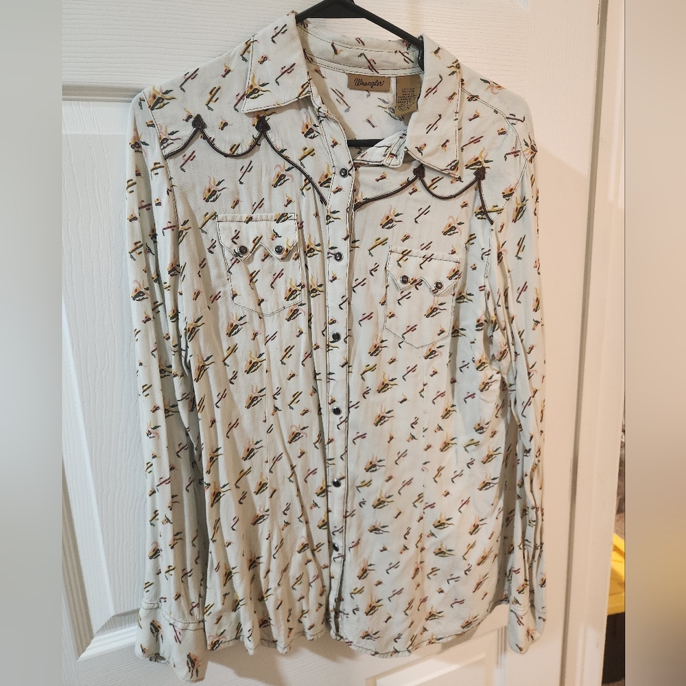 Wrangler Womens Cactus Snap Western Shirt SZ M